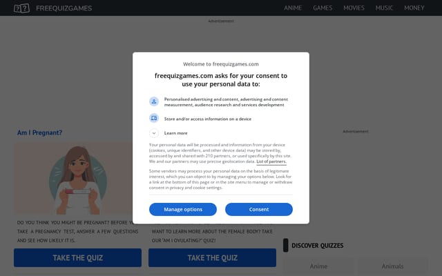 Screenshot of freequizgames.com