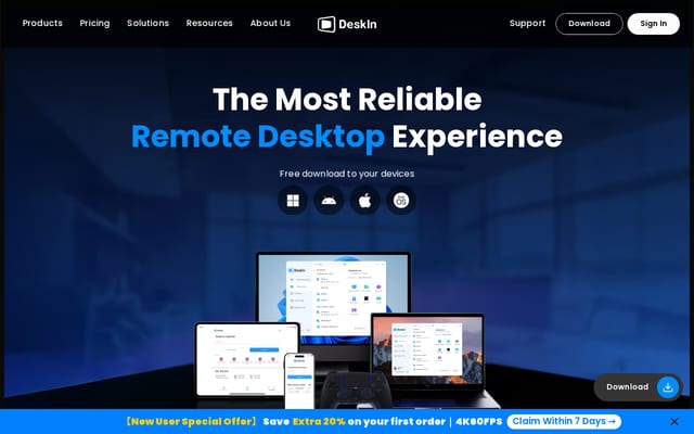 Screenshot of deskin.io