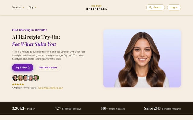 Screenshot of therighthairstyles.com