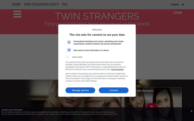 Screenshot of twinstrangers.net