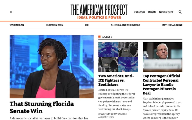 Screenshot of prospect.org