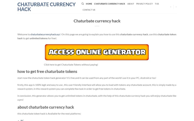 Screenshot of chaturbatecurrencyhack.xyz