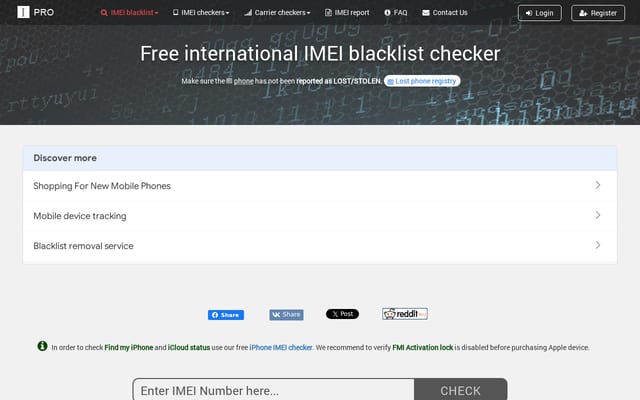 Screenshot of imeipro.info