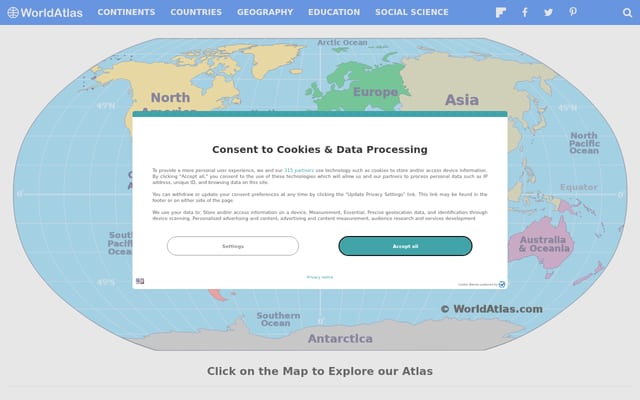 Screenshot of worldatlas.com