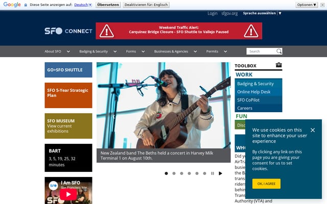 Screenshot of sfoconnect.com