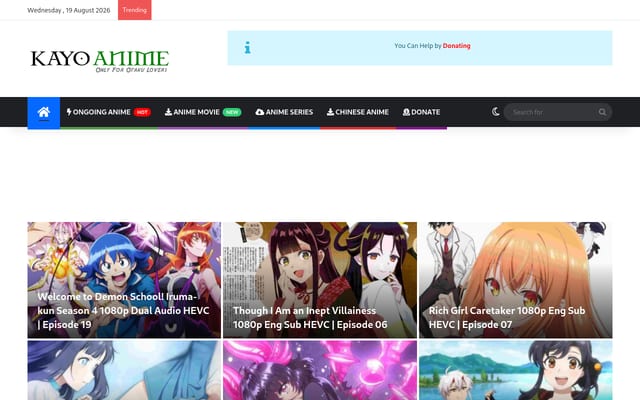 Screenshot of kayoanime.com