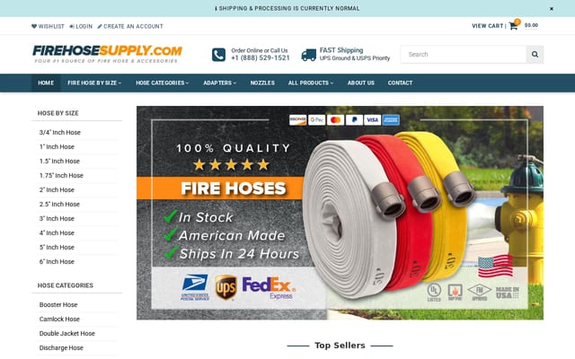 Screenshot of firehosesupply.com