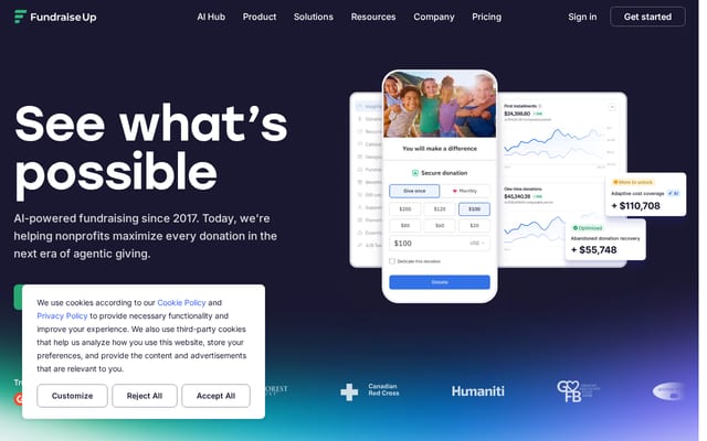 Screenshot of fundraiseup.com