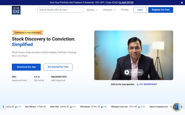 Screenshot of stockedge.com