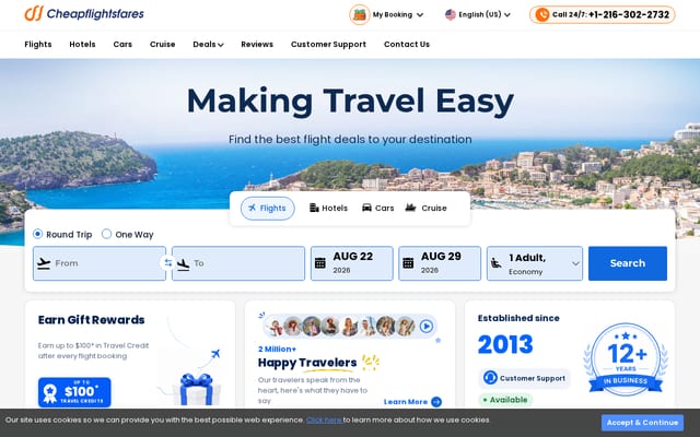 Screenshot of cheapflightsfares.com