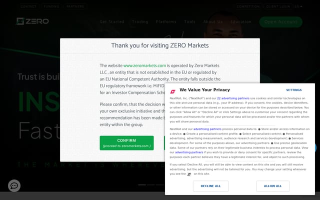 Screenshot of zeromarkets.com