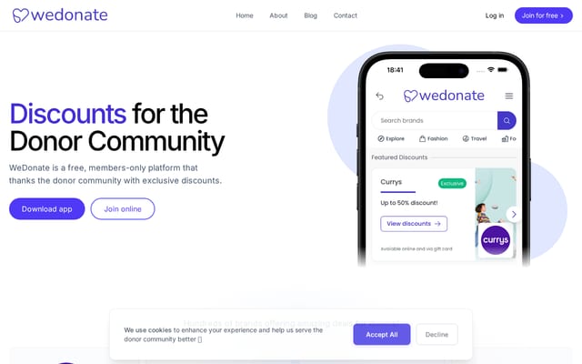 Screenshot of wedonate.io
