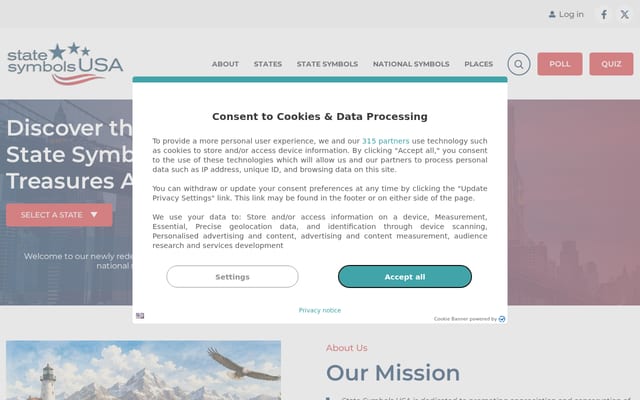 Screenshot of statesymbolsusa.org