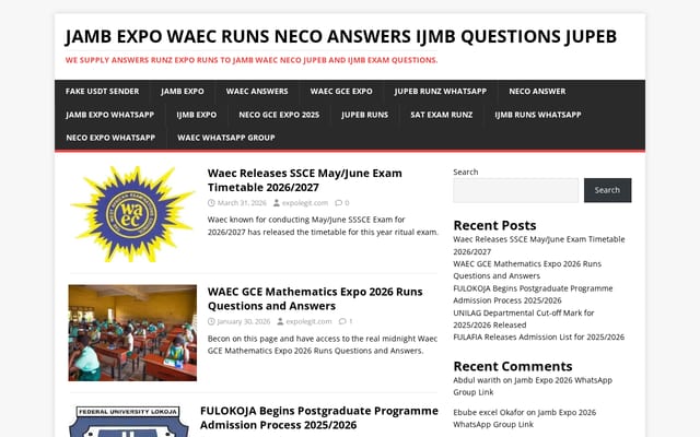 Screenshot of expolegit.com