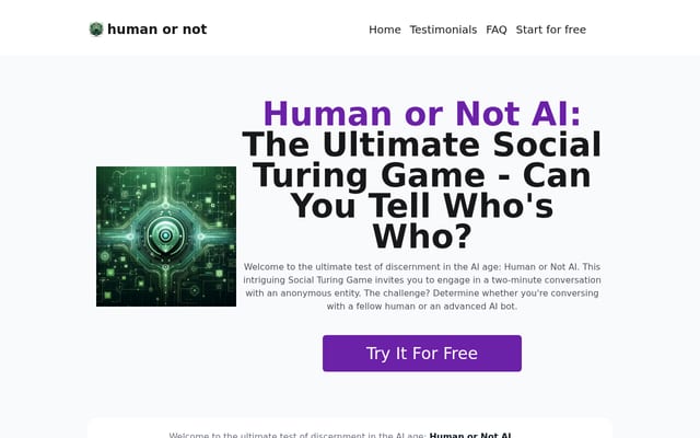 Screenshot of humanornot-ai.com