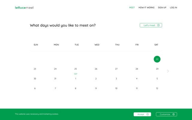 Screenshot of lettucemeet.com