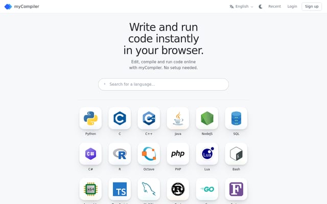 Screenshot of mycompiler.io