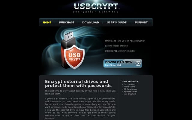 Screenshot of usbcrypt.com