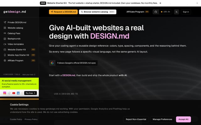 Screenshot of getdesign.md