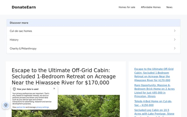 Screenshot of donateearn.com