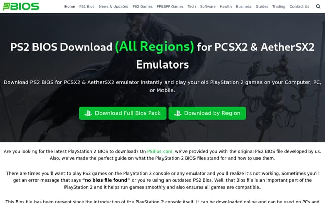Screenshot of psbios.com