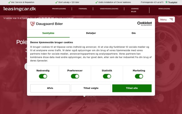 Screenshot of leasingcar.dk