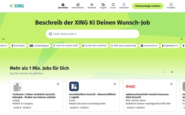 Screenshot of xing.com