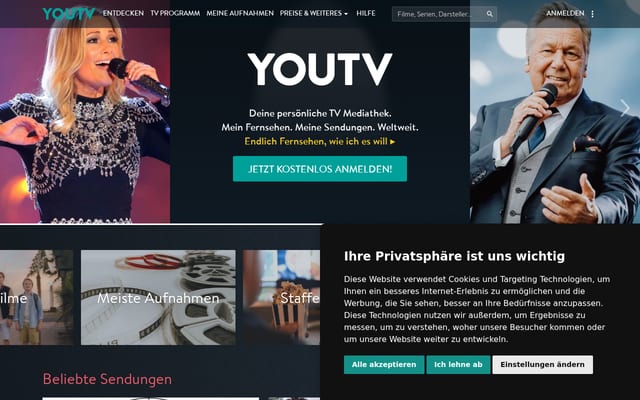 Screenshot of youtv.de