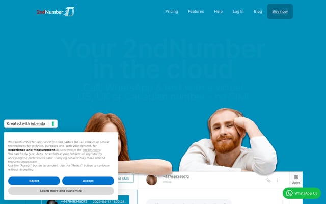 Screenshot of 2ndnumber.tel