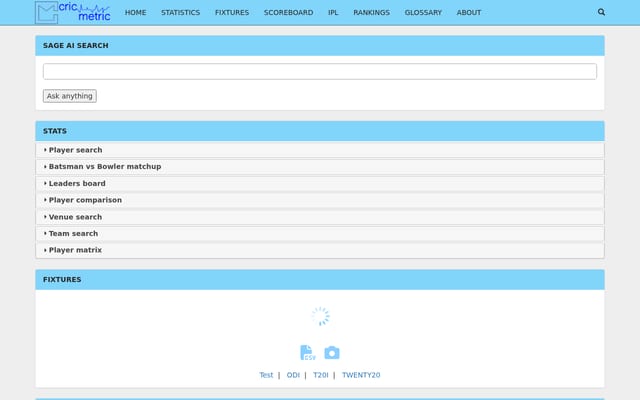 Screenshot of cricmetric.com