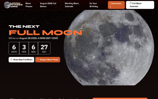 Screenshot of moonphases.org