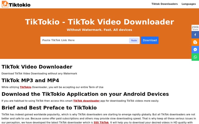 Screenshot of tiktokio.net