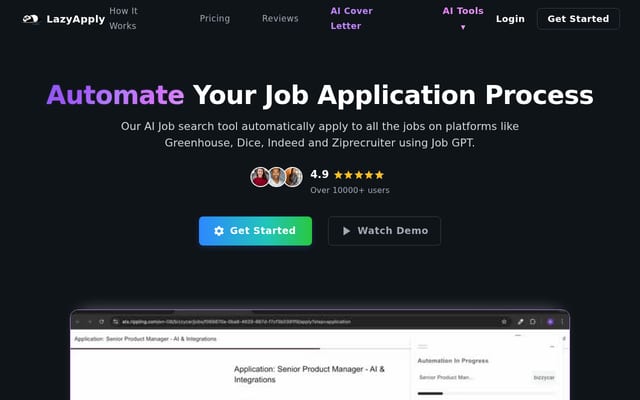 Screenshot of lazyapply.com