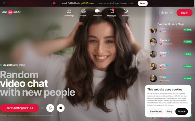 Screenshot of callmechat.com