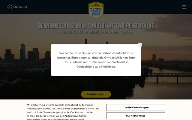 Screenshot of omaze.de