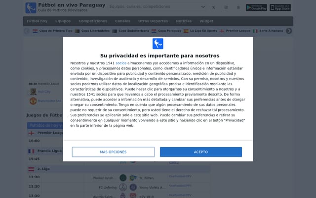 Screenshot of futbolenvivoparaguay.com