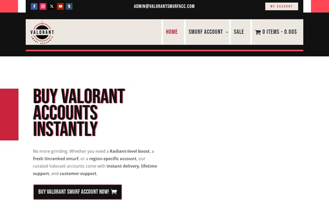 Screenshot of valorantsmurfacc.com
