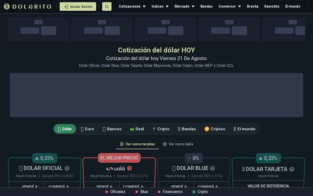 Screenshot of dolarito.ar