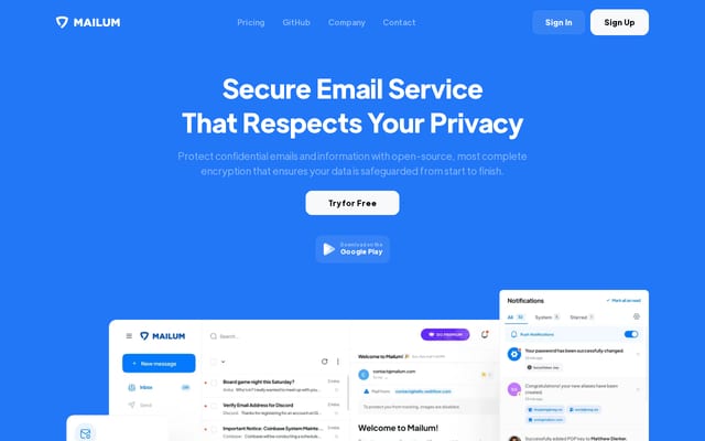 Screenshot of mailum.com