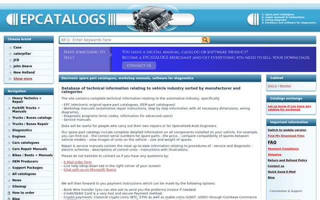Screenshot of epcatalogs.com