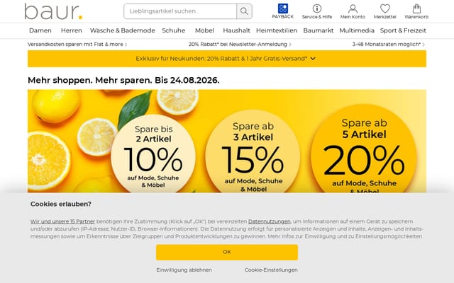Screenshot of baur.de