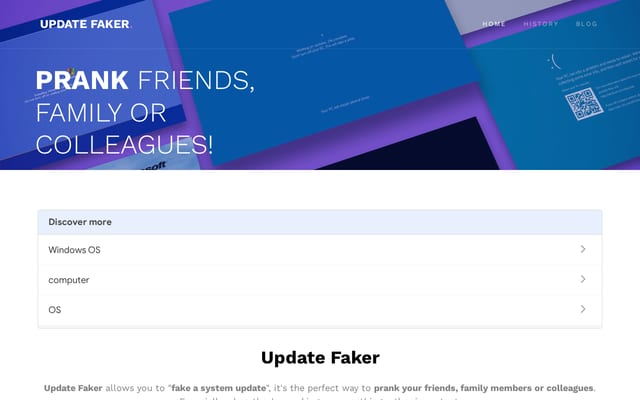 Screenshot of updatefaker.com