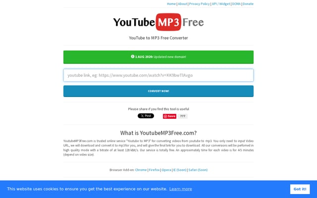 Screenshot of youtubemp3free.com