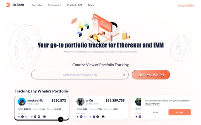 Screenshot of debank.com