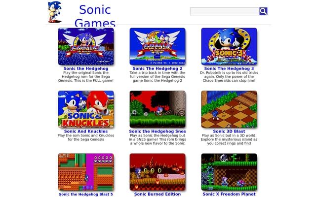 Screenshot of allsonicgames.net