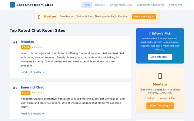 Screenshot of bestchatroomsites.com
