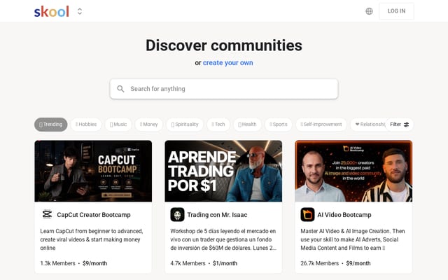 Screenshot of skool.com