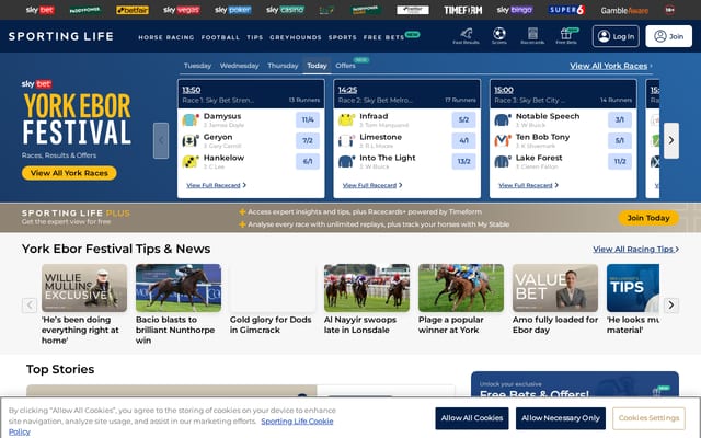 Screenshot of sportinglife.com