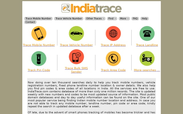 Screenshot of indiatrace.com