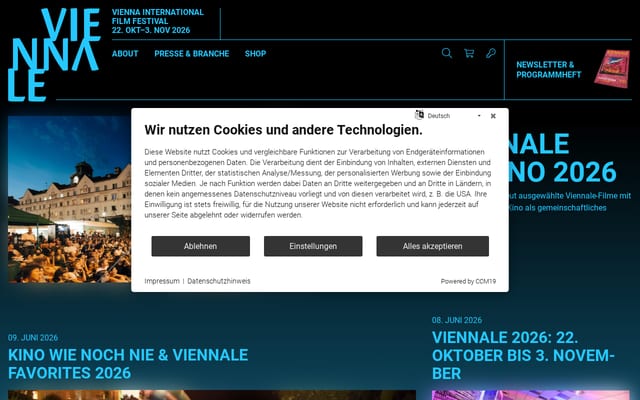 Screenshot of viennale.at